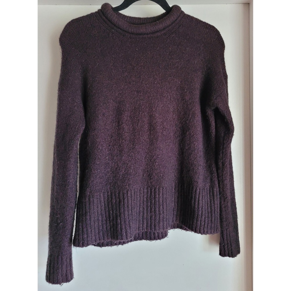 Madewell Womens XS Crew Neck Pullover Sweater Dark Purple Solid Casual Knit